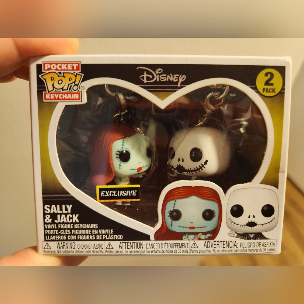 Jack & Sally mini pop-Funko Keychain, Hot Topic exclusive.